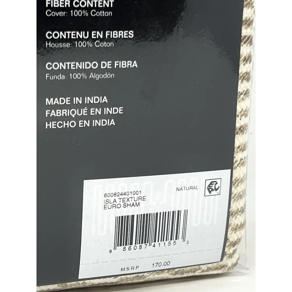 Lauren Ralph Lauren Isla Texture European Euro Sham Natural 1 ONE PC. NIP